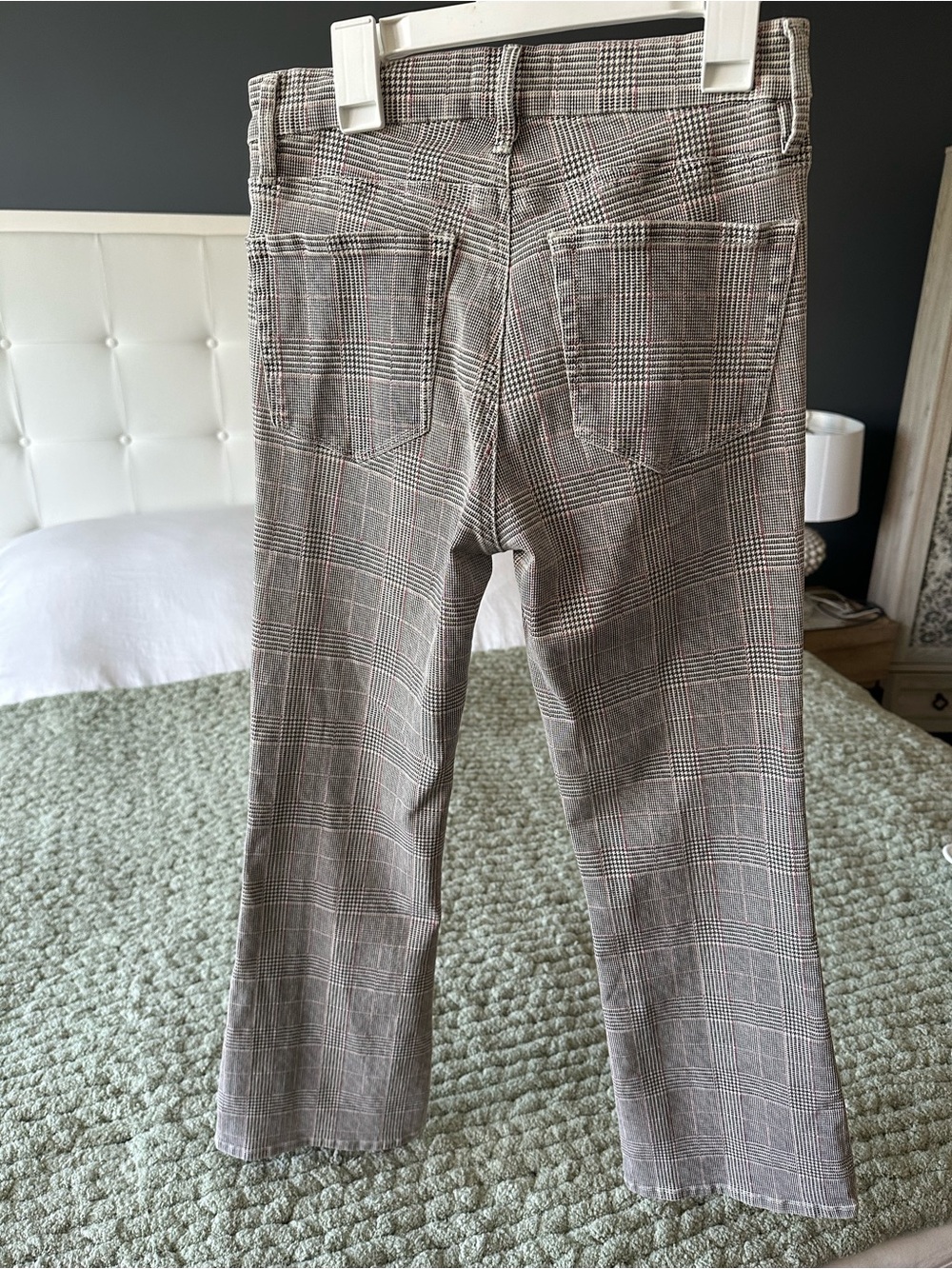 FRAME Le Crop Mini Boot Plaid Pants Size 26 Gray Glen Check Cropped Flare - Picture 4 of 12